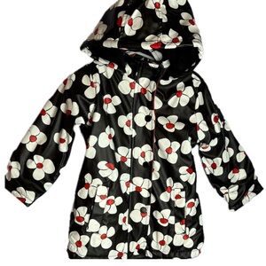The Real Hunter Kids Floral Hooded Raincoat Flowers Faux Fur Lining (not Target)